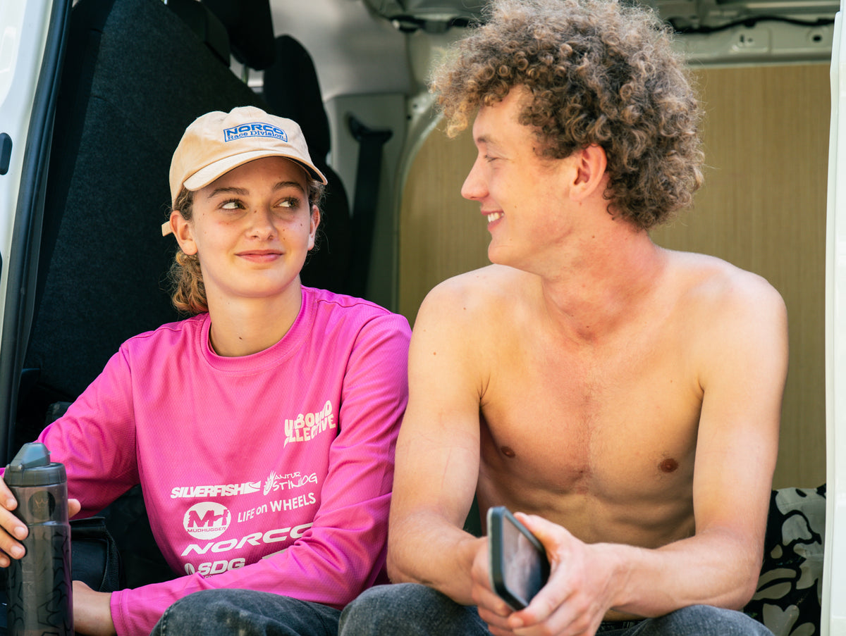 Ffion and Morgan Pickstock sitting together during Peaty's Projects Episode 1