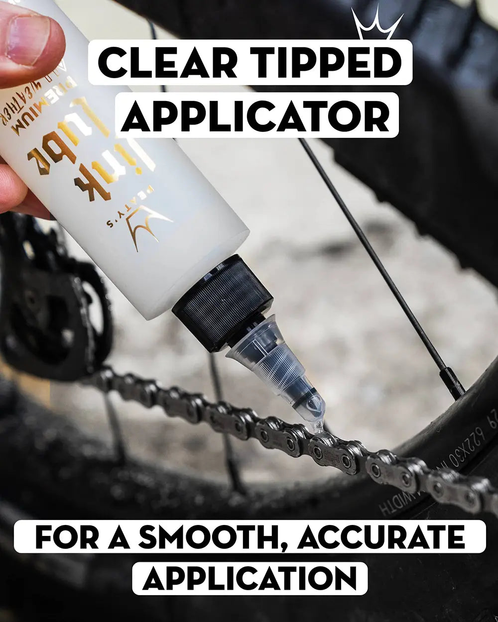 LinkLube Premium All Weather has a clear tipped aplicator