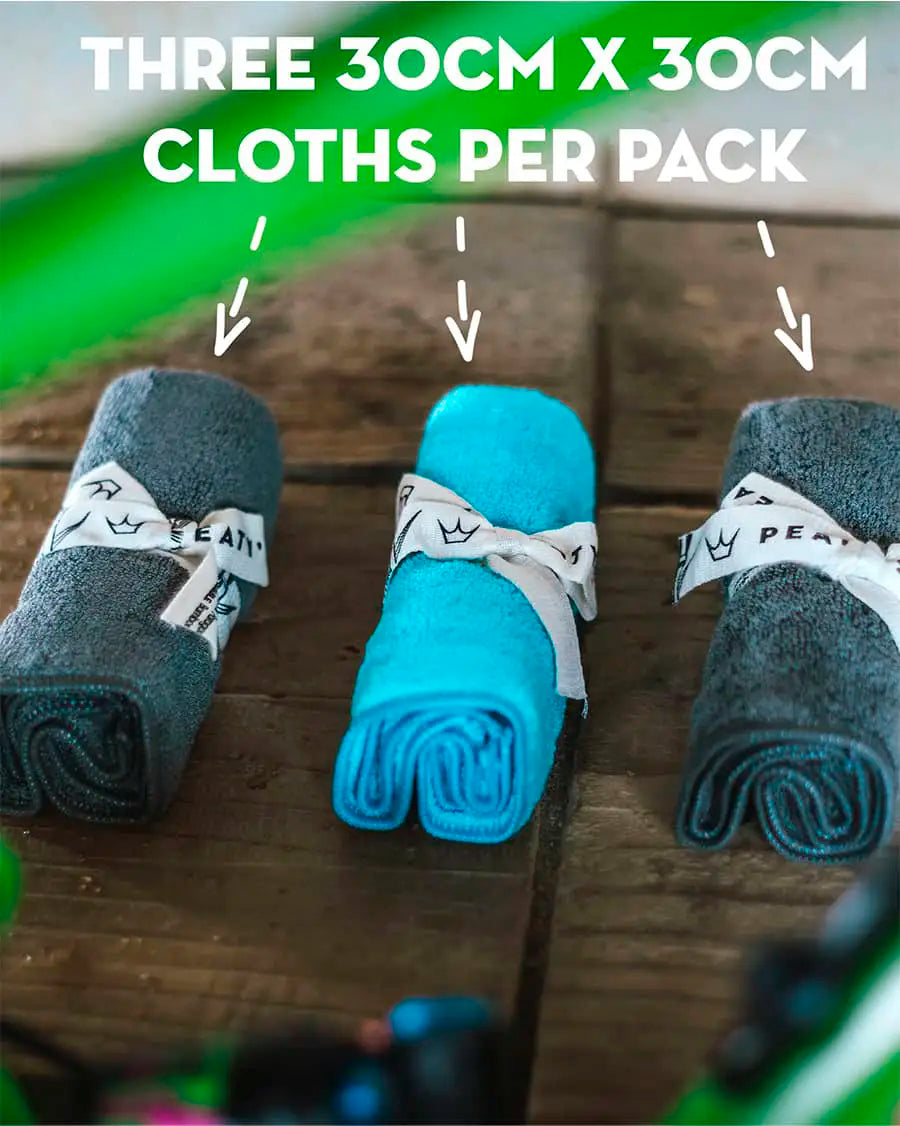 Peaty's Bamboo Bicycle Cleaning Cloths - comes with three 30cm x 30cm cloths per pack