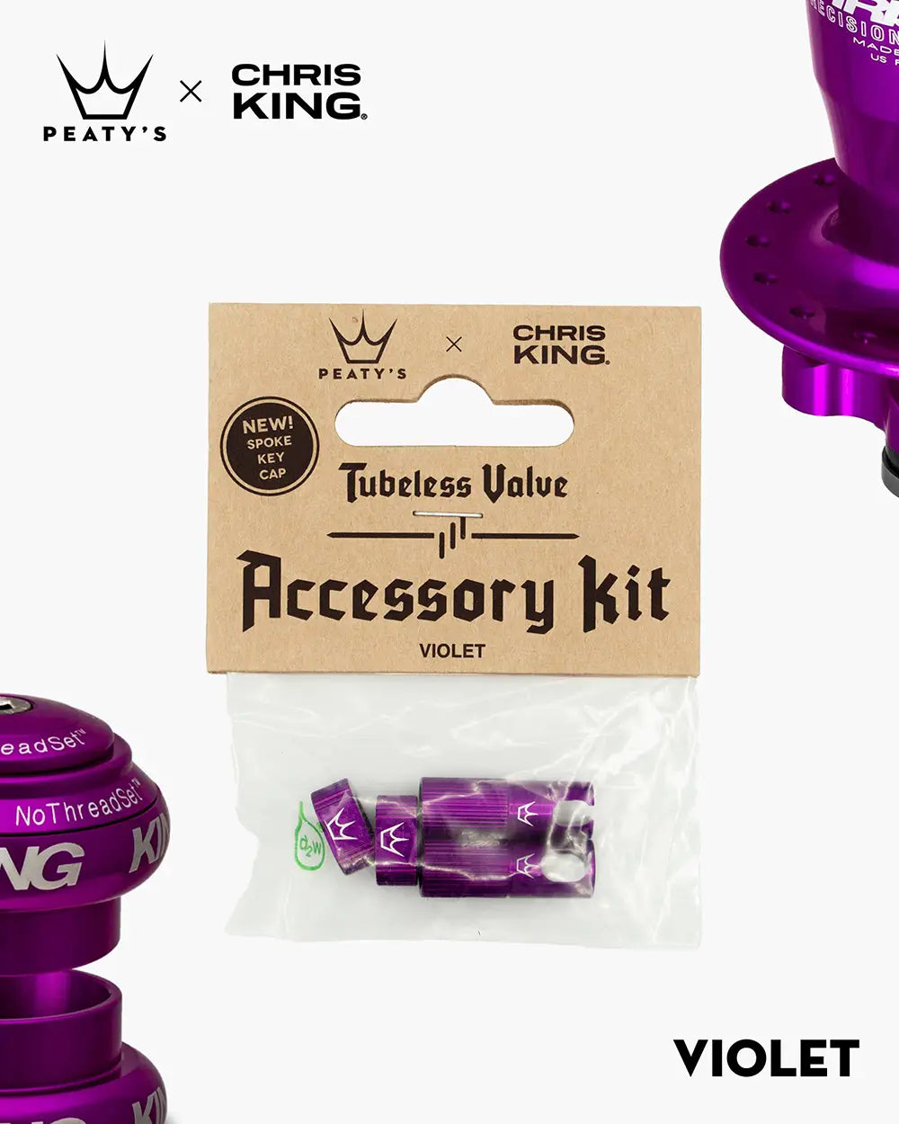 Peaty's Tubeless Valve accessory kit in violet